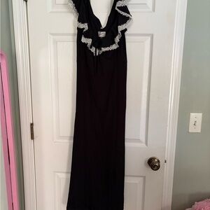 Universal Thread Black Maxi Dress with White Ruffle Trim